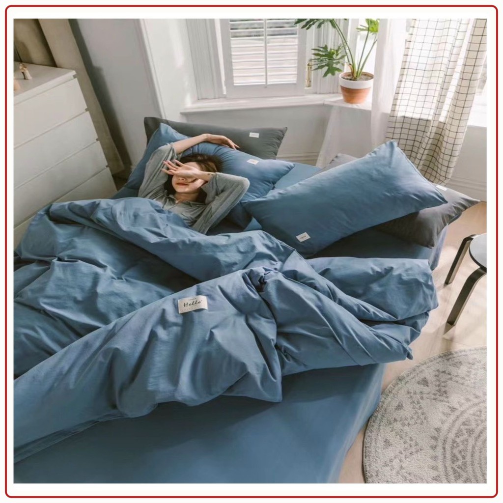 Bộ drap chăn ga và vỏ gối cotton TICI Trơn 1 màu (tặng vỏ gối ôm đồng bộ) , chất thoáng mát thấm hút tốt - changahavy | BigBuy360 - bigbuy360.vn