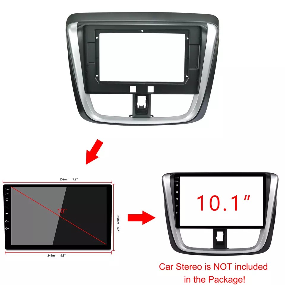 Khung Gắn Bảng Điều Khiển Âm Thanh Radio 10.1 Inch Android MP5 Chuyên Dụng Cho Xe Hơi 2017 + TOYOTA YARIS L / VIOS