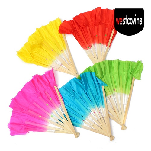 [Hot]☀ Quạt Múa Bụng Tay Cầm Bằng Tre Lụa Phong Cách Trung Hoa