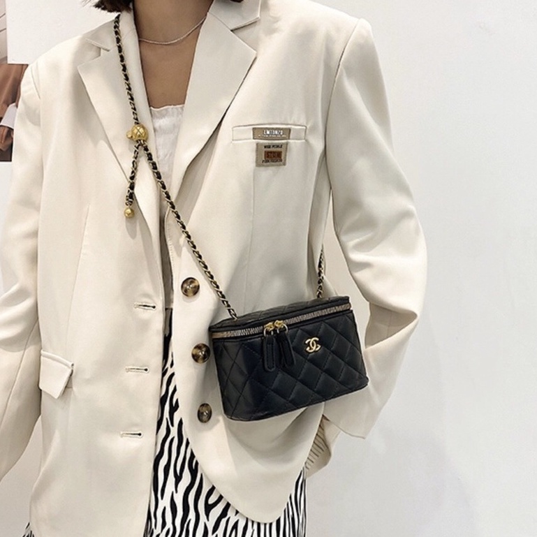 Túi xách đeo chéo nữ đẹp đi chơi trần chỉ cao cấp dáng hộp dễ thương - Túi xinh mint store PK 353