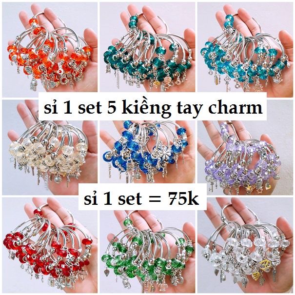 Sỉ 1 set 10 vòng kiềng tay phối charm đá cực đẹp