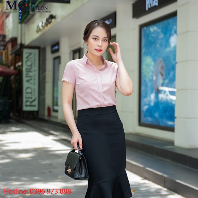 Áo sơ mi nữ MC fashion màu hồng A208