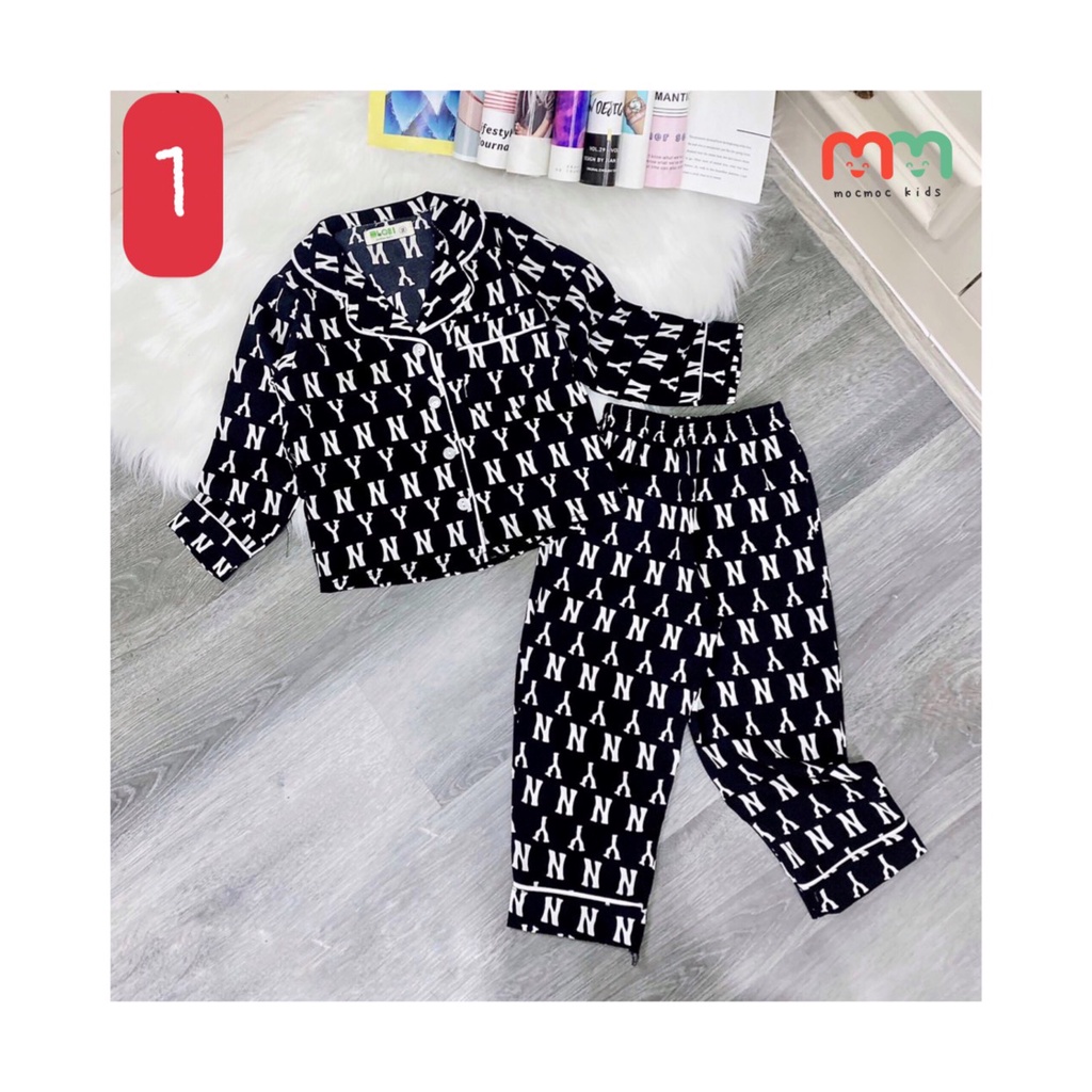 Bộ pijama dài tay bé trai, đồ ngủ mặc nhà lụa mango NHẬP cao cấp nhẹ mềm mịn thoải mái cho bé 25kg đến 39kg