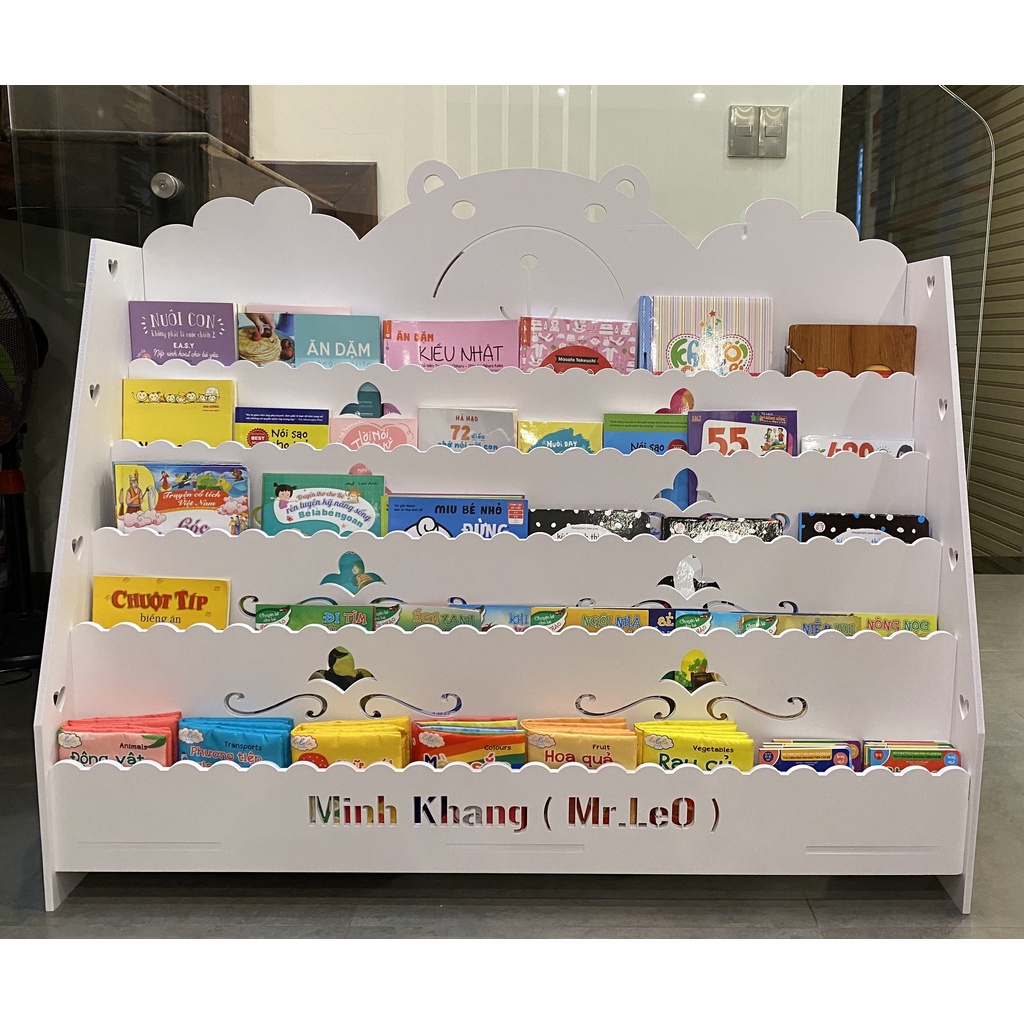 Kệ Sách Gấu 4 Cho Bé  full bộ kèm vít bắt siêu chắc