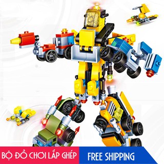 BỘ ĐỒ CHƠI 10 MÓN LẮP RÁP VỚI HƠN 200 CHI TIẾT LẮP RÁP XE CỘ ROBOT, MÁY BAY – NHỰA ABS AN TOÀN