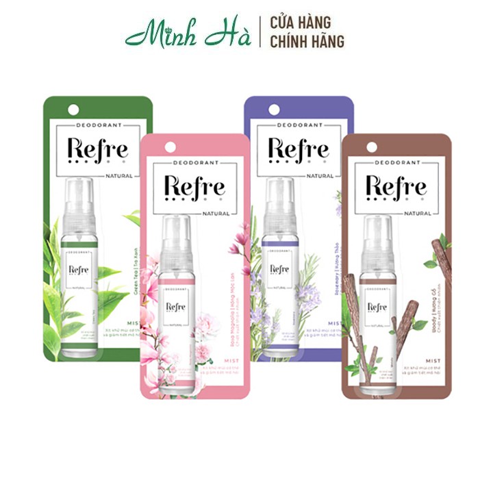 Xịt khử mùi Refre Whitening Natural 30ml giúp khử mùi hiệu quả và giảm tiết mồ hôi