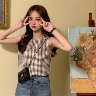 Áo Khoác Ghi Lê Họa Tiết Ca Rô Phong Cách Hàn Quốc Thanh Lịch Dành Cho Nữ