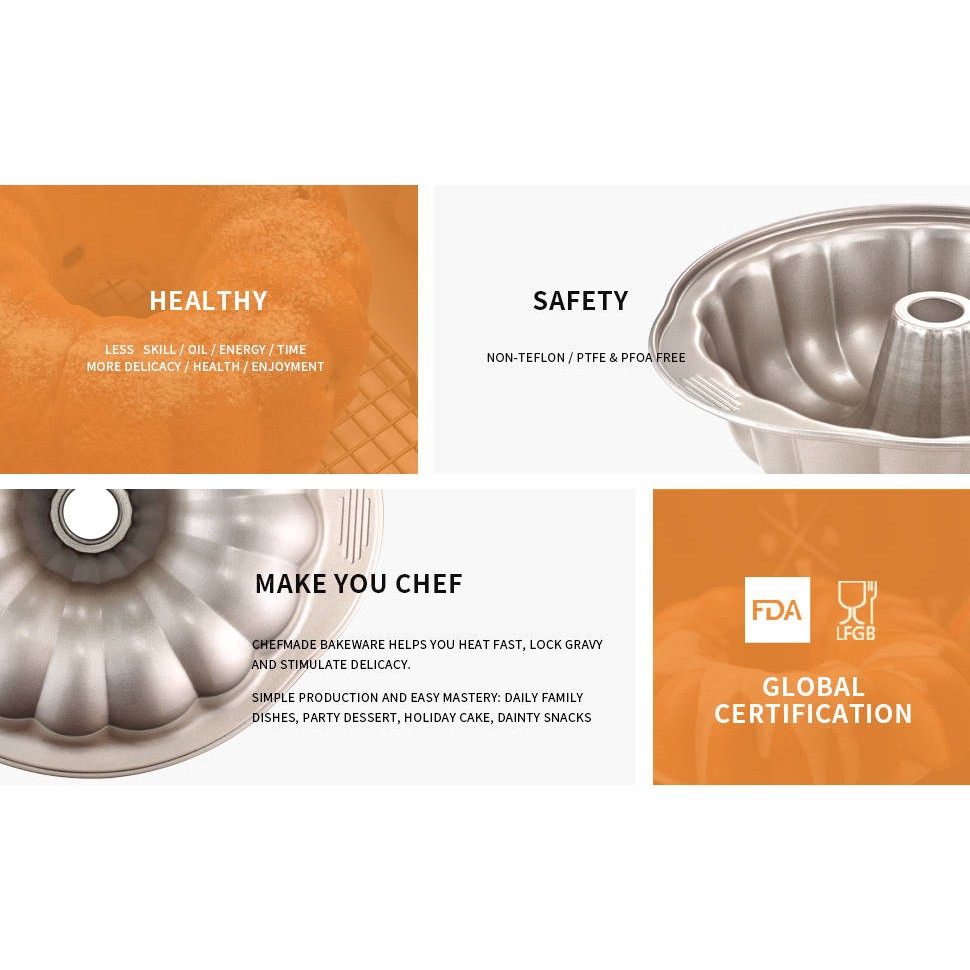 CHEFMADE Khuôn Làm Bánh Hình Quả Bí Ngô 10 Inch Chống Dính WK9030