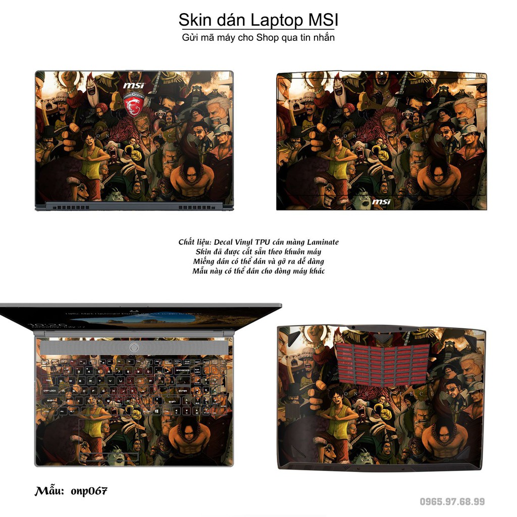 Skin dán Laptop MSI in hình One Piece _nhiều mẫu 4 (inbox mã máy cho Shop)
