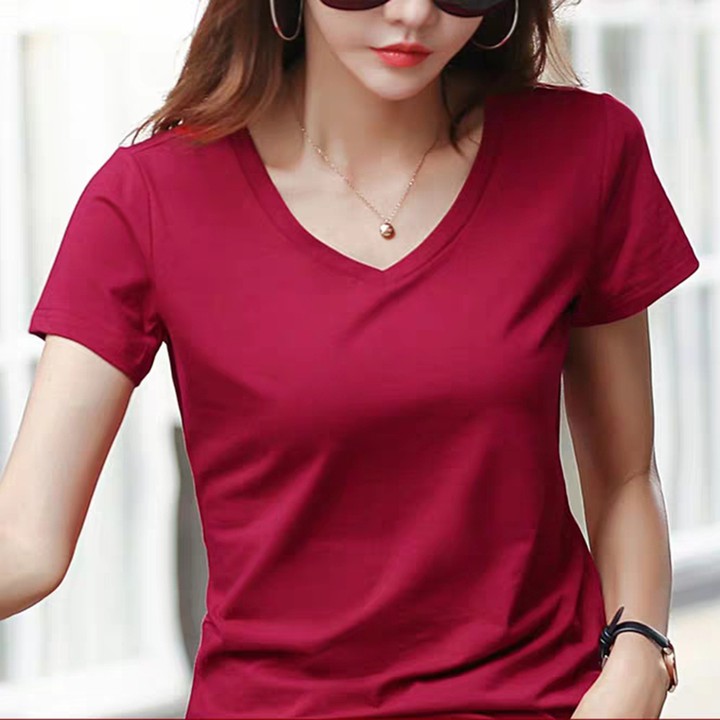 Áo thun nữ trơn Hàn Quốc đẹp vải mềm mịn thoáng mát LN08 | BigBuy360 - bigbuy360.vn