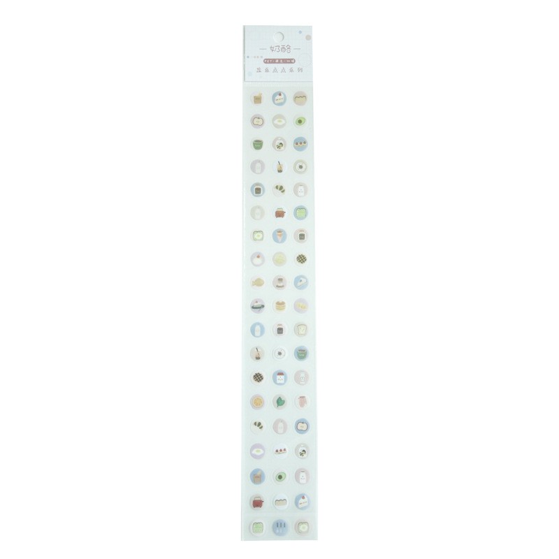 Bộ 57 sticker tròn icon dễ thương, miếng dán icon cảm xúc/ đồ ăn food