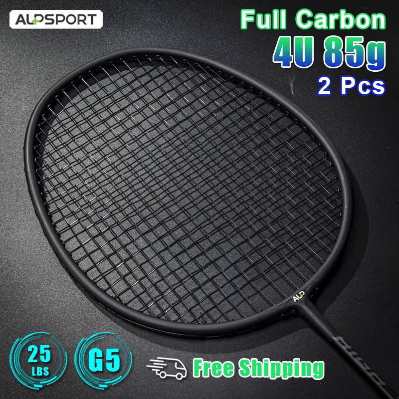Bộ 2 vợt cầu lông ALPSPORT ALP RR 4U G5 thiết kế 100% sợi carbon toàn diện 22-25Lbs kèm túi đựng