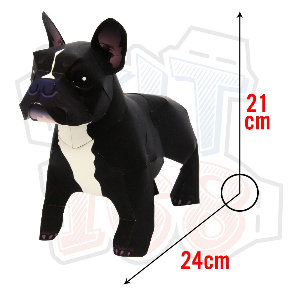 Mô hình giấy động vật Chó French Bulldog size 24cm
