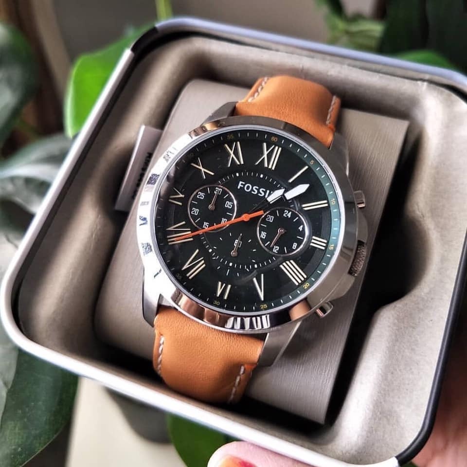 Đồng hồ nam Fossil dây nâu, 6 kim FS4918