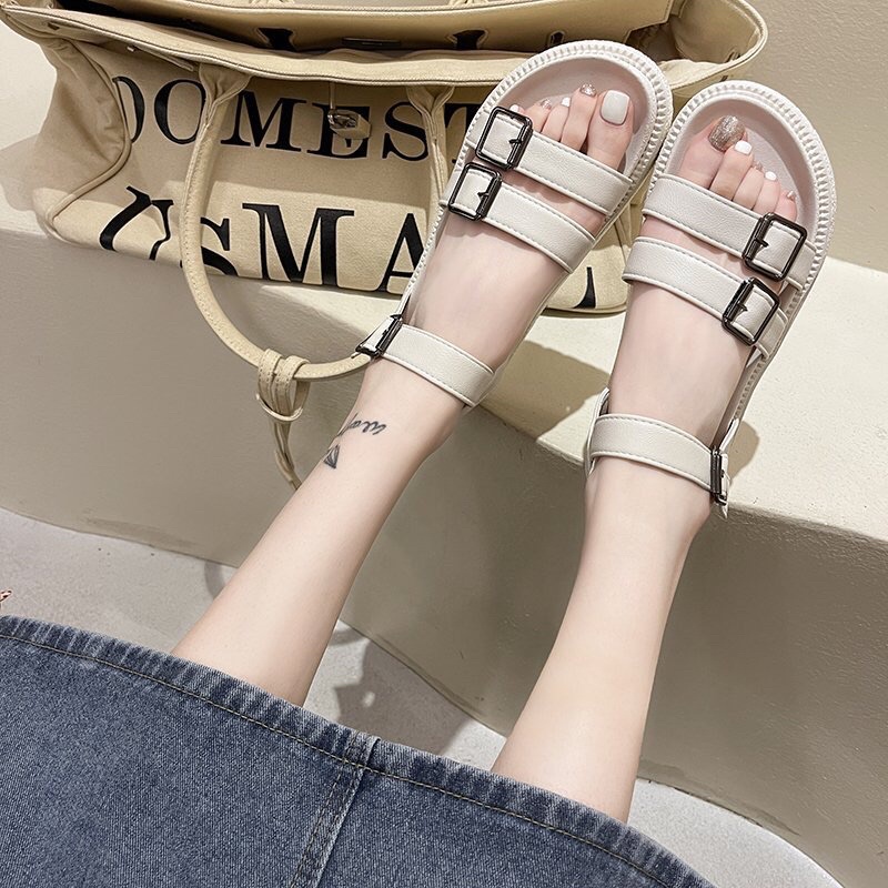 (Sẵn hàng) Sandal cao su dẻo quai ngang bản Hàn 2021
