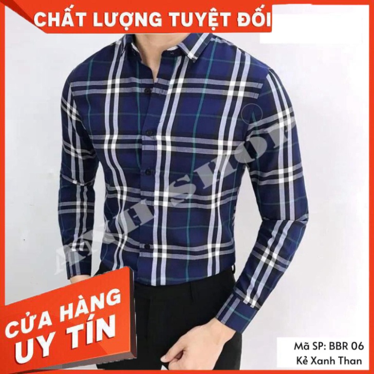 Áo sơ mi nam dài tay BBR kẻ nhiều màu,chất cotton thoáng mát, không nhăn, không bai xù, Hàng Cao Cấp - Hàng nhập khẩu