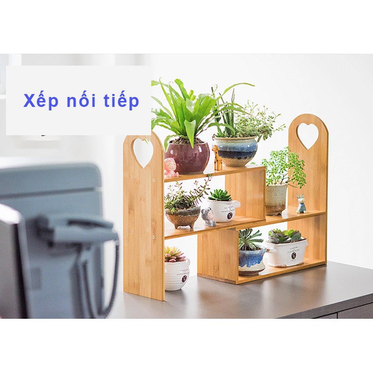 Giá Kệ Gỗ Trang Trí Đa Năng Để Khung Ảnh  Cây Cảnh  Lọ Hoa, Dụng Cụ Nhà Bếp Bằng Gỗ Tre Chống Cong Vênh Mối Mọt Hàng Đẹp