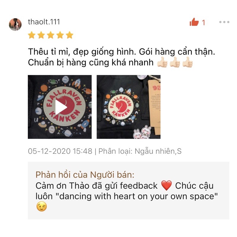 Balo Kanken OX RED đỏ đô tặng huy hiệu có feedback