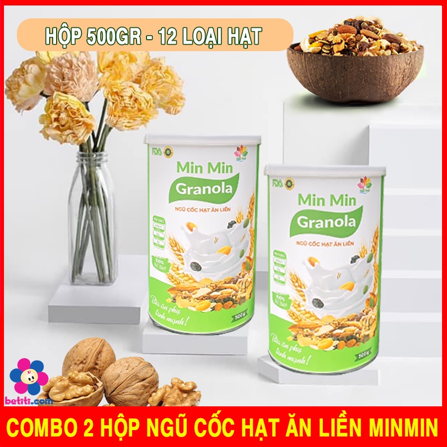 [COMBO 2 HỘP] Granola Ngũ Cốc Ăn Liền Nguyên Hạt MinMin Nhiều Dinh Dưỡng Chuẩn Organic Min Min
