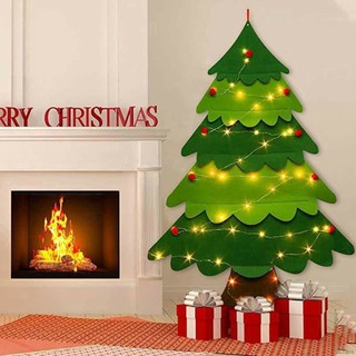 Cây Thông Noel Vải Dạ TẶNG KÈM 25 PHỤ KIỆN Đèn LED Cây Thông Noel Dán Tường Trang Trí Giáng Sinh
