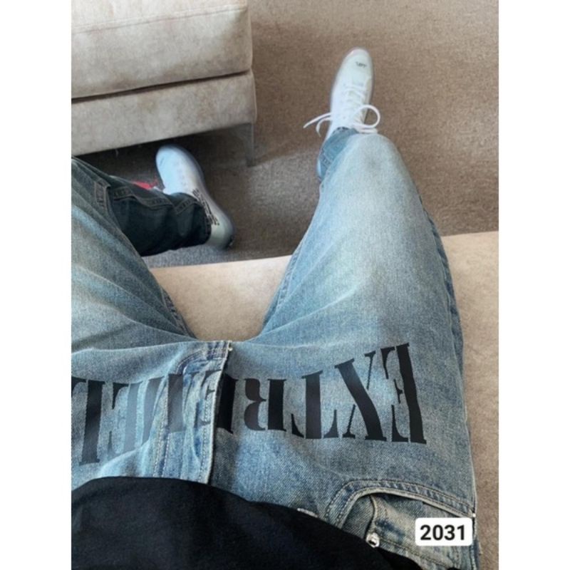 Quần jeans nam xuông dài kiểu bụi ,in chữ phối màu cực đẹp nhiều size mẫu mới 2022