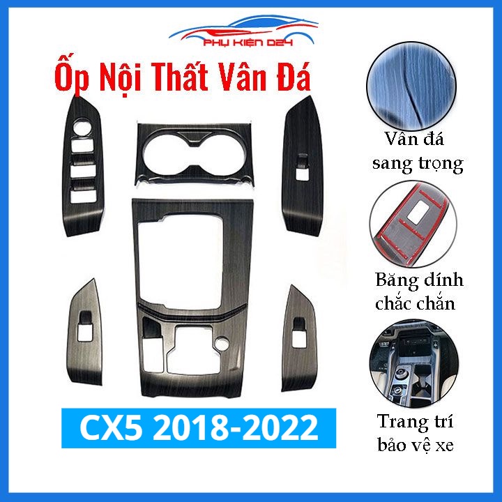 Ốp nội thất Mazda CX5 2018-2019-2020-2021-2022 vân đá bảo vệ chống trầy xước và làm đẹp xe