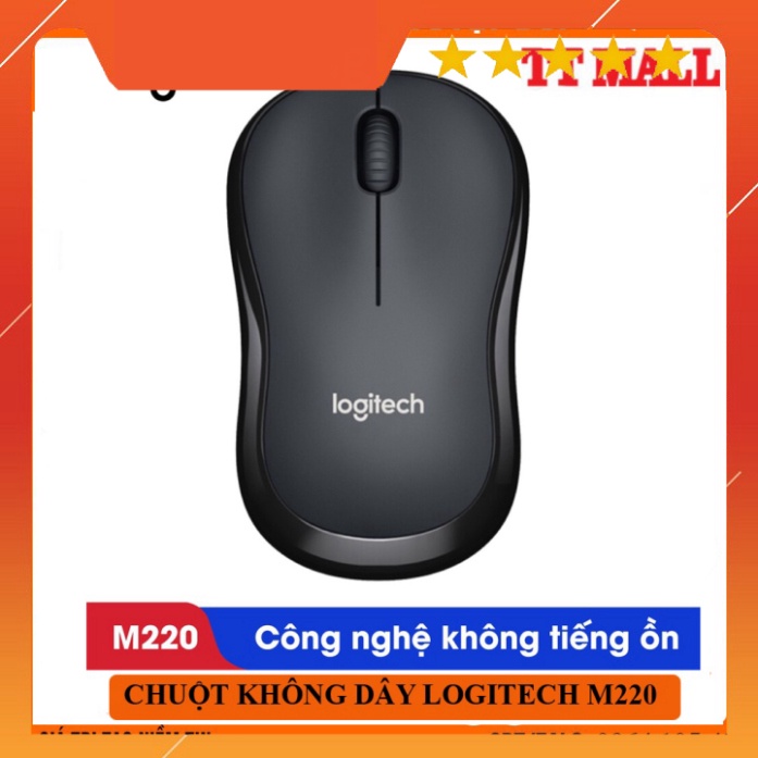 Chuột Không Dây Logitech M220 Không Tiếng Động- Có Công Tắc On/Off - Độ Nhạy Cao -Bảo Hành 1 năm -Tặng kèm bàn di chuột