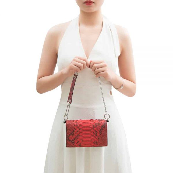 Túi xách nữ đeo chéo da trăn Efora Boa Shoulder Bag 78125-RED