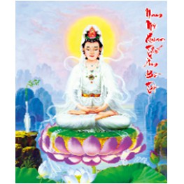 Tranh thêu chữ thập 5d Quan âm bồ tát tọa sen X8056 ( 49x64 ) chưa thêu
