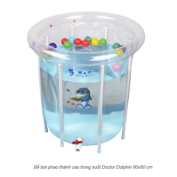 BỂ BƠI SPA ĐỨNG THÀNH CAO CHO BÉ DOCTOR DOLPHIN 80x80 (TẶNG PHAO CỔ &amp; NHIỆT KẾ)