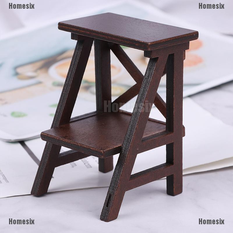 [HoMSI] 1Pc 1/12 Dollhouse Miniature Wood Shelf Flower Stand Model Toy Doll House Decor SUU