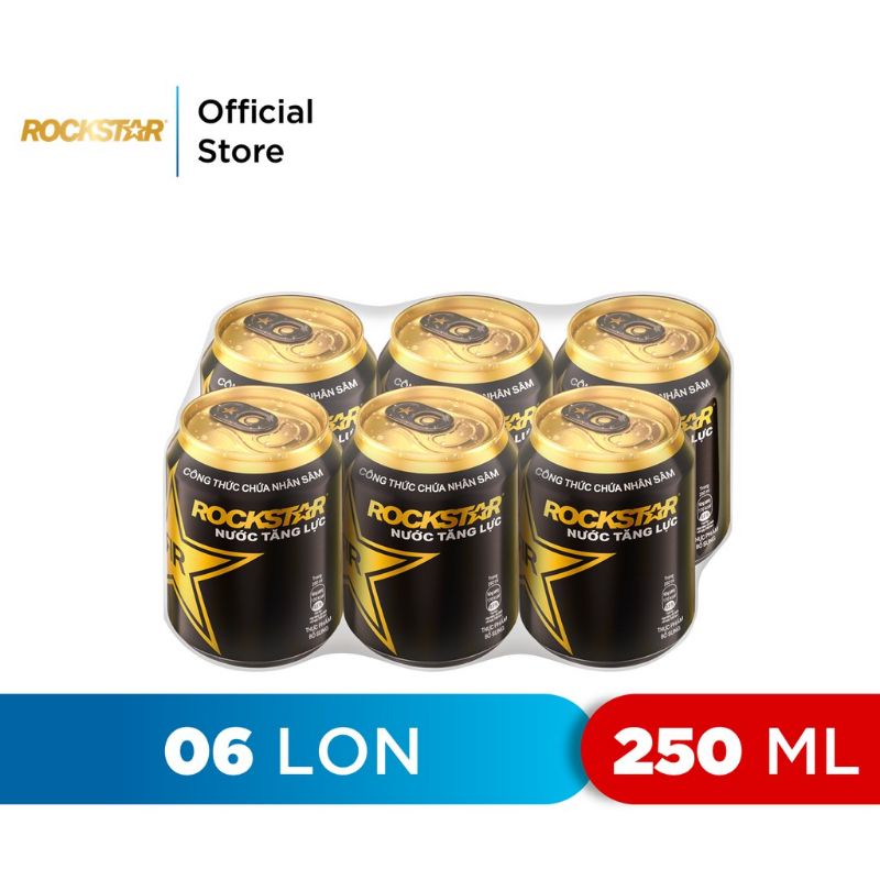 Lốc 6 Lon Nước Tăng Lực ROCKSTAR 250ml/Lon