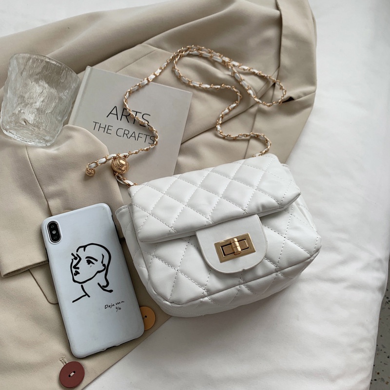 Túi Đeo Chéo Hình Vuông Cỡ Nhỏ Phối Dây Xích Thời Trang