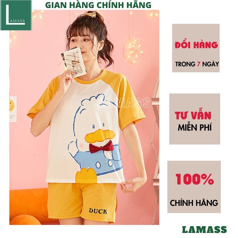 Đồ bộ nữ mặc nhà in hình kute dễ thương chất cottong mềm mịn mát mặc đi ngủ cũng rất phù hợp -LAMASS