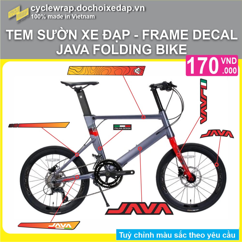 Tem decal dán sườn xe đạp gấp JAVA CL2 | JAVA Folding Decal | CycleWrap