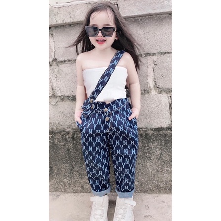 Set áo quây quần bò dệt NY cho bé gái