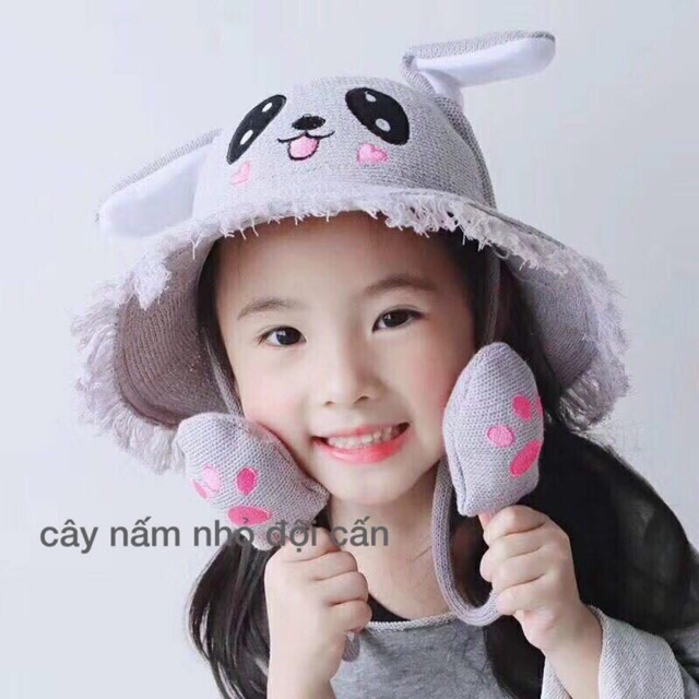 mũ cói tai thỏ trẻ em vẫy vẫy