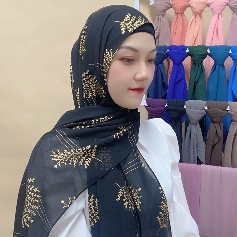 Khăn Choàng Cổ Chiffon In Họa Tiết Hoa Phong Cách Hồi Giáo Cho Nữ