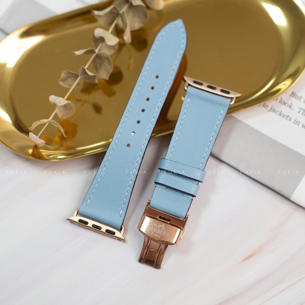 Dây da thủ công Swift Xanh Sierra dành cho Apple Watch, đồng hồ thông minh, đồng hồ cơ FUKIA DDTC231