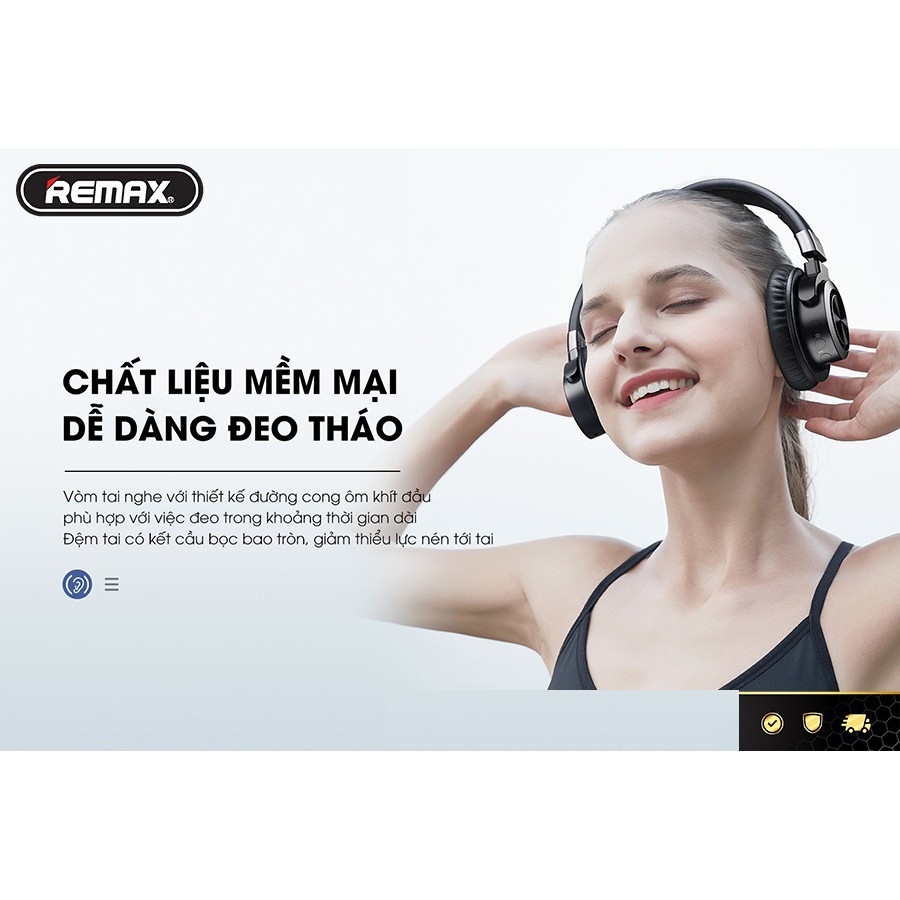 [Mã ELTECHZONE giảm 5% đơn 500K] Tai nghe chụp tai Remax RB-650HB Bluetooth 5.0, âm thanh vòm sống động