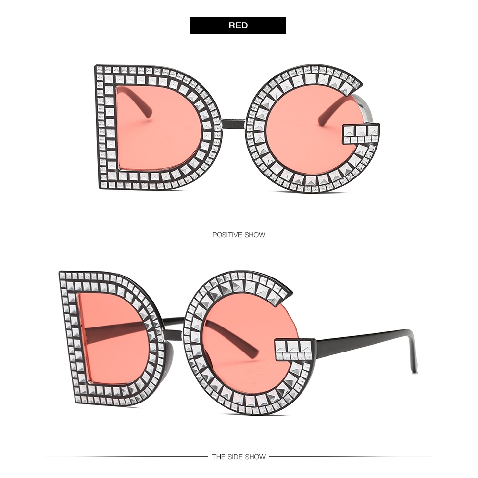 Kính Mát Gọng Lớn Đính Kim Cương Nhân Tạo Độc Đáo Thời Trang Cho Nữ