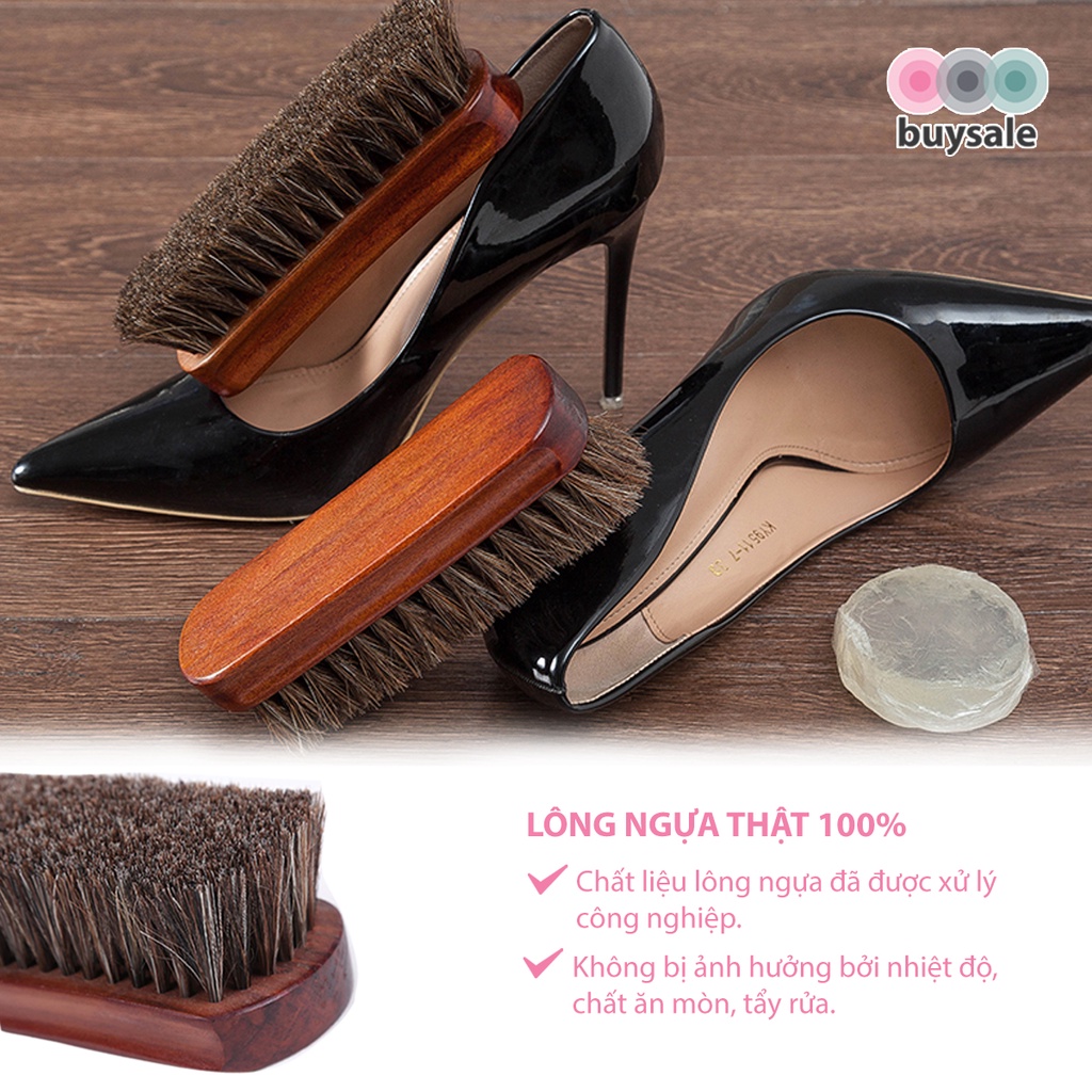 Bàn chải lông ngựa tự nhiên vệ sinh, chăm sóc đồ da - BuySales - BSPK235