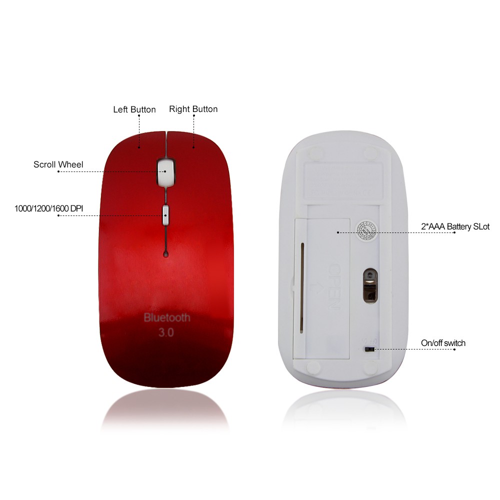 Chuột Không Dây Bluetooth 3.0 Siêu Mỏng, 1600dpi