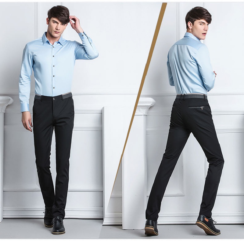 Quần Tây Công Sở Âu Nam Hàn Quốc Co Giãn Mỏng Quần Âu Cạp Cao Nam Cao CấP Big Size Slimfit Big Size