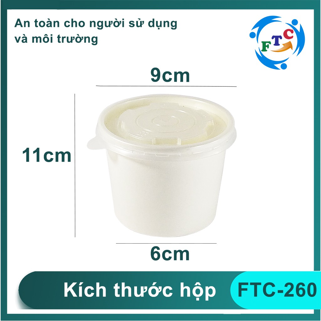 Hộp Tô Giấy Thực Phẩm FTC 🥗 260ML Chất Liệu Giấy Cao Cấp Dùng 1 Lần