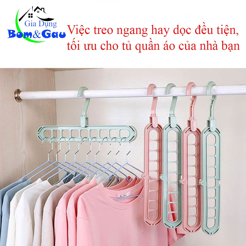 Móc nhựa phơi đồ, treo quần áo đa năng thông minh 9 lỗ gấp gọn