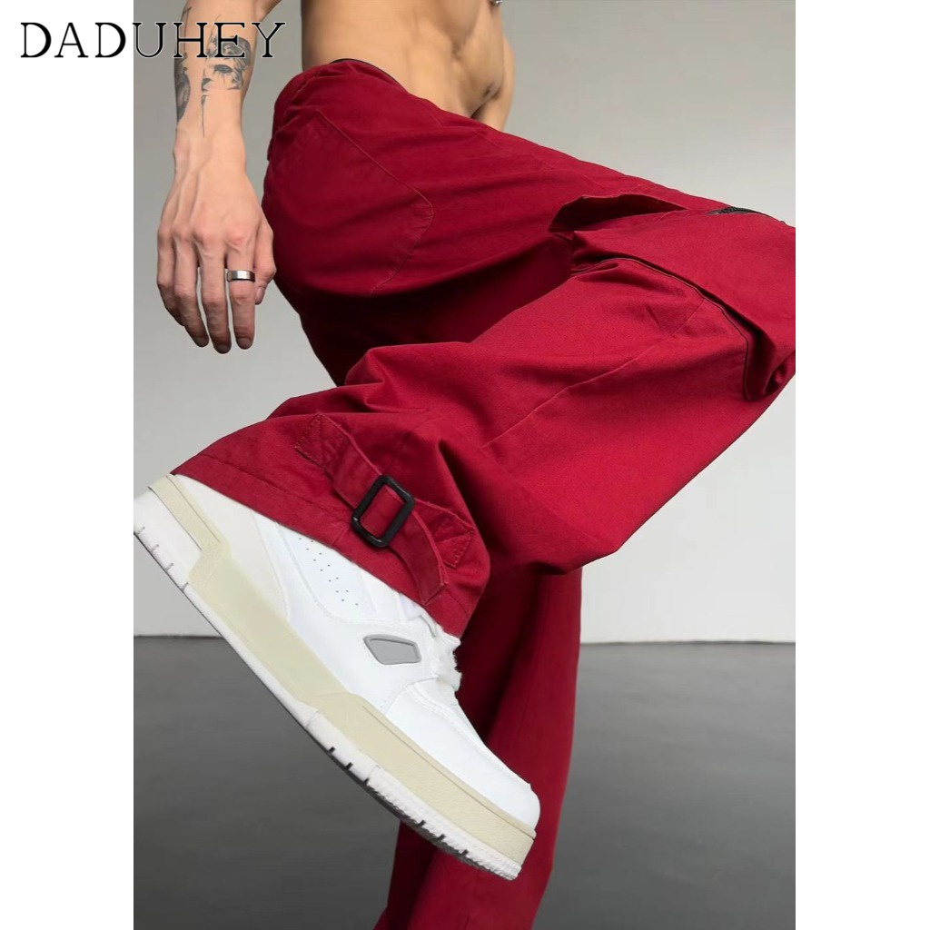 DaDuHey Men's 2022 Summer Hong Kong Style Trendy Retro Straight Casual Pants Ins Fashion and Handsome All-Match Loose Cargo Pants