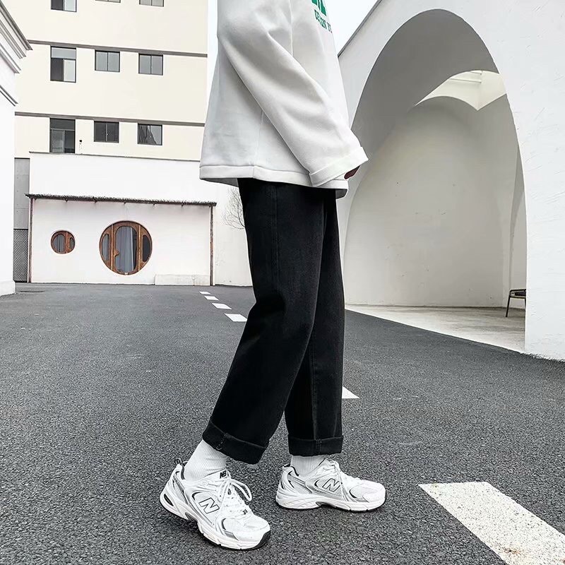 Quần bò, jean baggy nam, xanh + đen, ống suông rộng TR01, Style hàn quốc | BigBuy360 - bigbuy360.vn