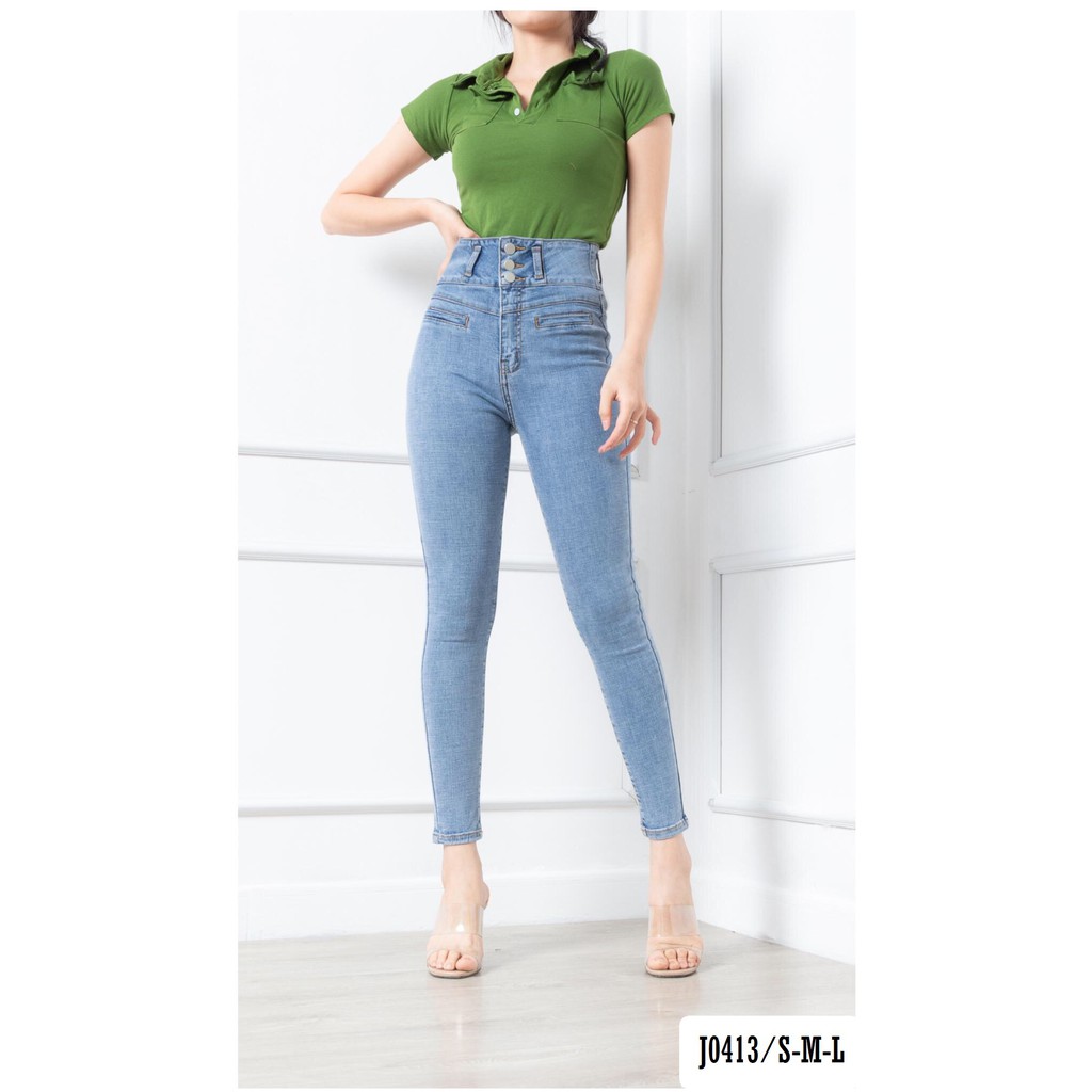Quần Jean Skinny Nữ Ôm 3 Nút Cạp Cao Cực Xinh Và Tôn Dáng J0413