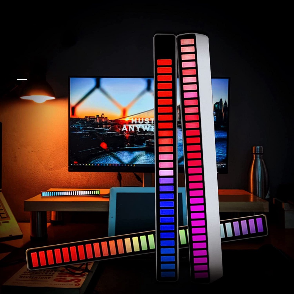 Thanh đèn Led RGB nháy theo nhạc, cảm biến âm thanh siêu nhạy, có chân đế trang trí bàn làm việc